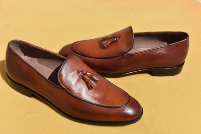 Hot Sale Men's Brown Tassels Loafer Leather Formal Wear Shoes