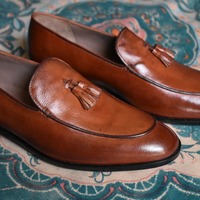 Hot Sale Men's Brown Tassels Loafer Leather Formal Wear Shoes - Thumbnail 1
