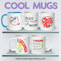 Cool mugs logo dreamer happy believe magic