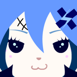 Square blue leather jacket crooked cat smile icon