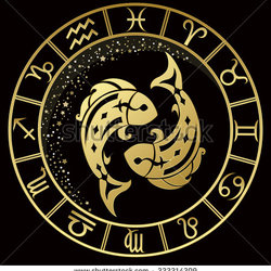 Stock vector golden pisces zodiac sign vector illustration 222214309