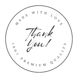 Black and white minimalist thank you round sticker
